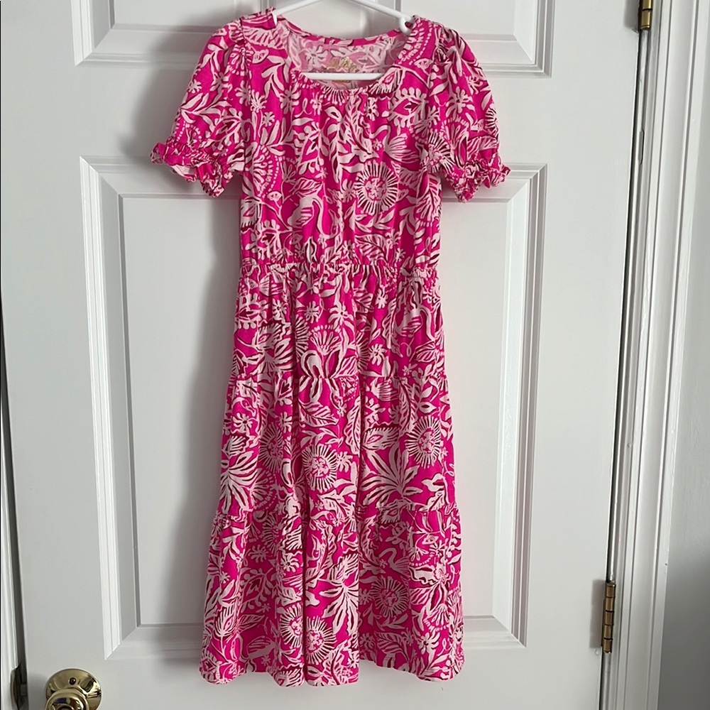Lilly Pulitzer Pink and White Floral Kids Dress
